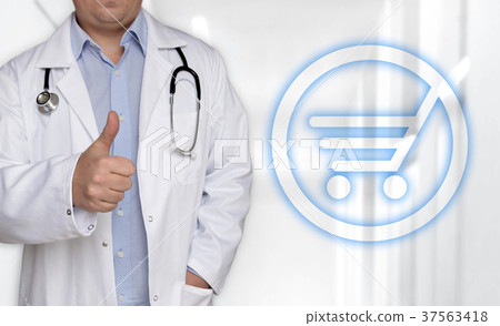 Shopping cart icon concept and doctor with thumbs up 37563418