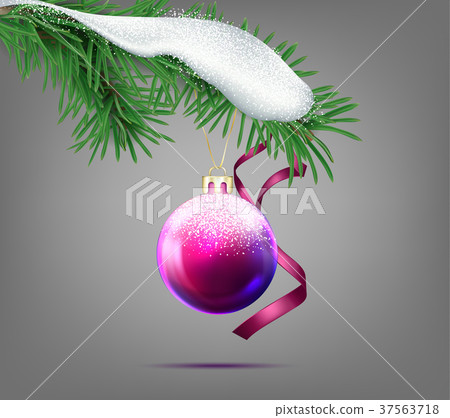 Vector christmas ball with snow-covered fir branch Vector christmas ball with snow-covered fir branch 37563718