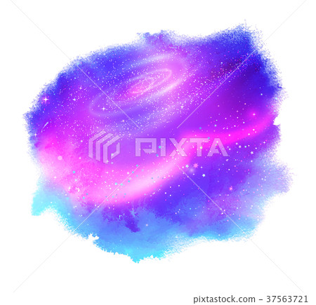 Watercolor stain with glowing outer space Watercolor stain with glowing outer space 37563721
