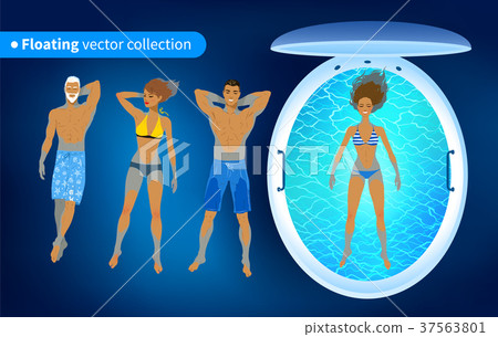 People and floating tank with blue water 37563801