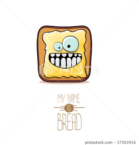 vector funky cartoon cute white sliced toast bread 37563918