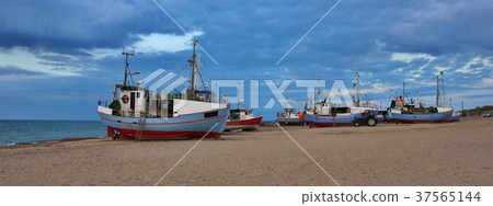 Fishing boats at Thorup Strand, Jylland. 37565144