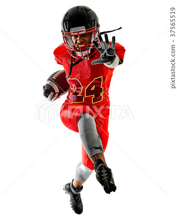 Female american football player in uniform, Stock image