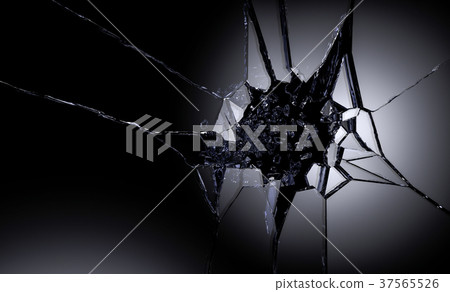 3D illustration of destructed or shattered glass 3D illustration of destructed or shattered glass 37565526