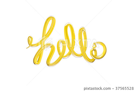 3D illustration of calligraphic hand written hello 37565528