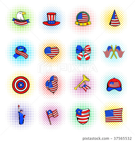 Independence Day icons, comics style Independence Day icons, comics style 37565532