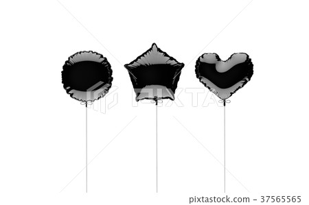 Three black metallized foil balloons on a white 37565565