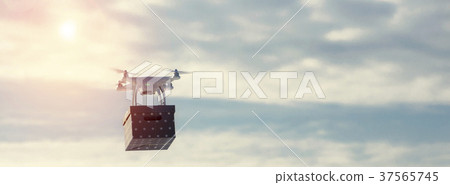 Fast Drone Delivery - aerial courier shipping 37565745