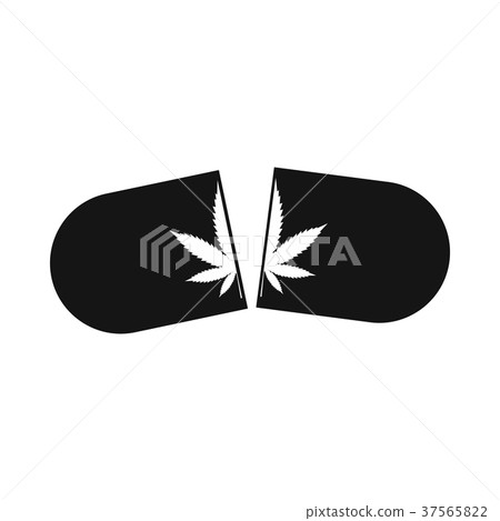 Medicine cannabis capsule icon, black simple style 37565822