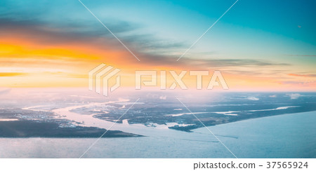 Western Dvina Flows Into Baltic Sea. River Divides Western Dvina Flows Into Baltic Sea. River Divides 37565924