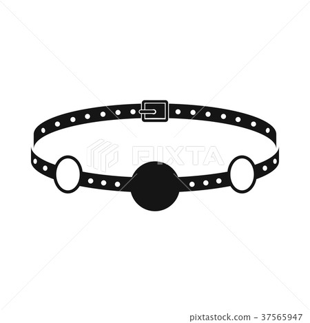 Red ball gag with a belt icon, simple style 37565947
