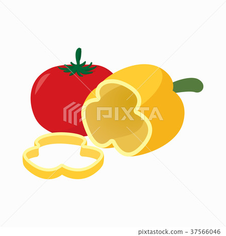 Tomato and pepper icon, cartoon style 37566046