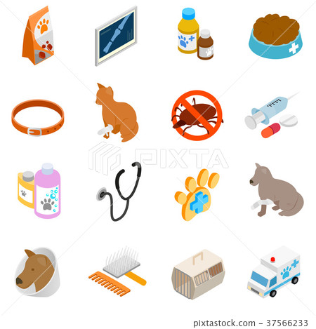 Veterinary icons set, isometric 3d style 37566233
