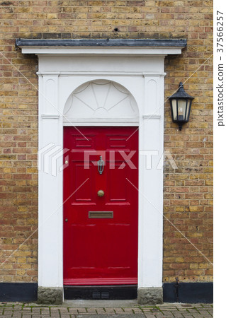 red elegant residential apartment door 37566257