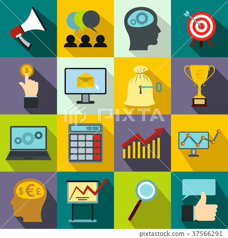 Business, banking and office icons set, flat style 37566291