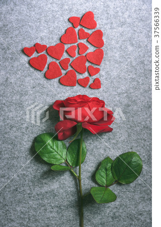 Red rose and a heart from little red hearts Red rose and a heart from little red hearts 37566339