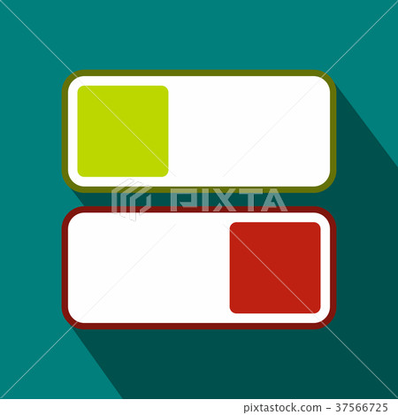 Green and red button icon, flat style  37566725