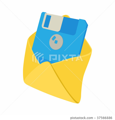 Envelope with floppy disk icon, cartoon style Envelope with floppy disk icon, cartoon style 37566886