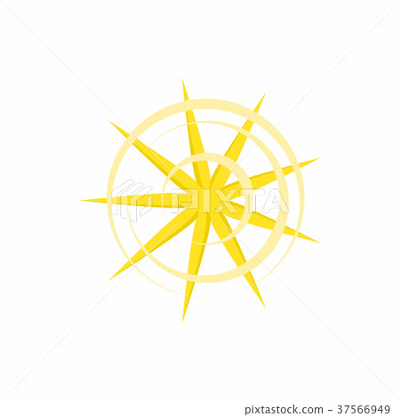 Gold nine pointed star icon in cartoon style 37566949