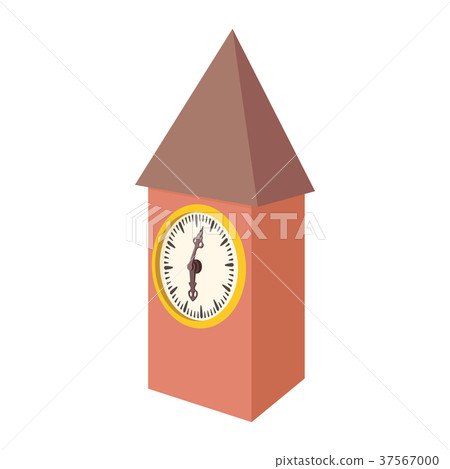 Vintage wooden clock icon, cartoon style 37567000