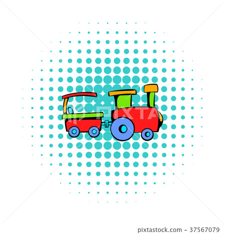Children train icon, comics style 37567079