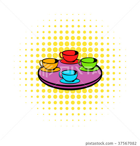 Coffee-cup carousel icon, comics style Coffee-cup carousel icon, comics style 37567082