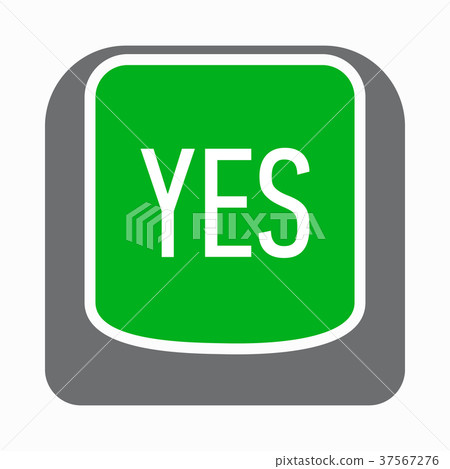 Yes green button icon, simple style 37567276