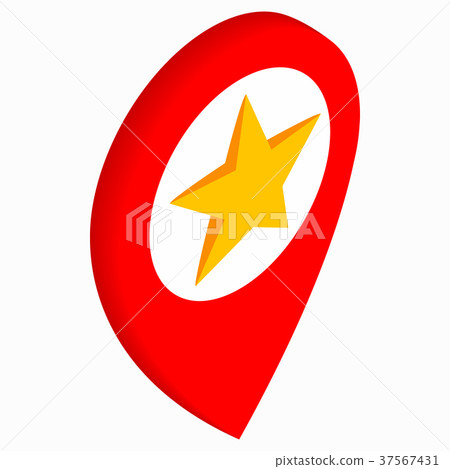 Map pointer with star icon, isometric 3d style - Stock Illustration ...