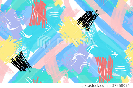 Abstract scribbles blue yellow pink 37568035