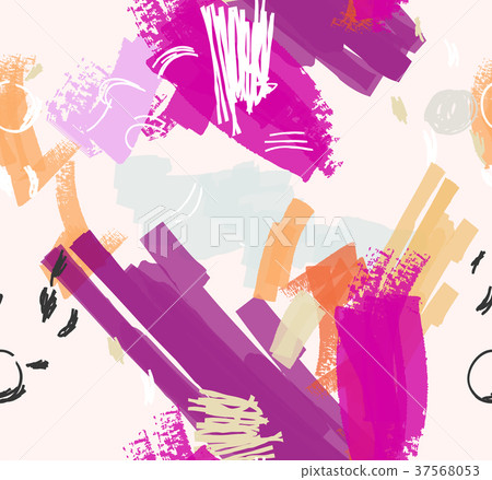 Abstract scribbles purple orange and light pink 37568053