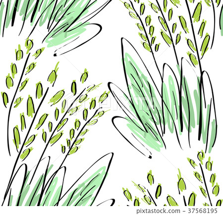 Rough sketched grass on white 37568195