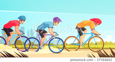 Cycle Competitive Racing Cartoon Illustration Cycle Competitive Racing Cartoon Illustration 37568602