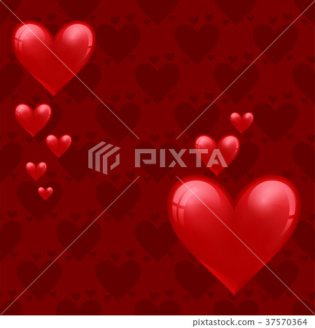 Simple red heart sharp vector seamless pattern 37570364