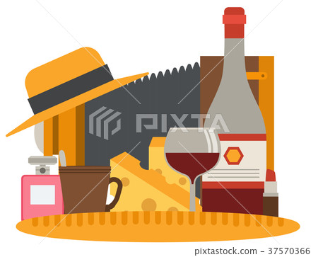 Paris icons vector famous travel cuisine Paris icons vector famous travel cuisine 37570366