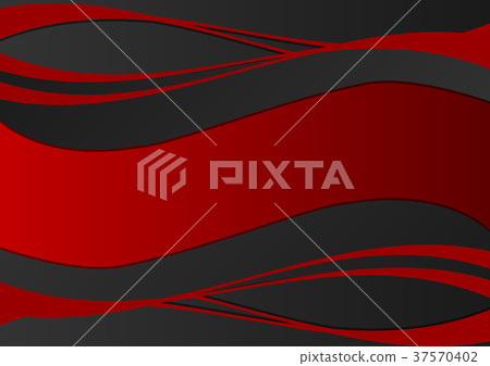 Red and Black geometric wave, abstract vector 37570402