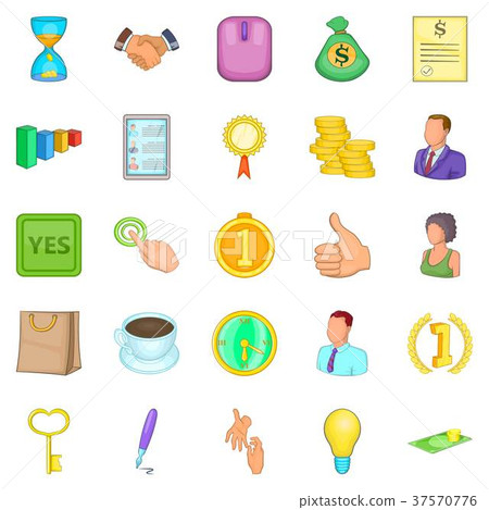 Cash consideration icons set, cartoon style Cash consideration icons set, cartoon style 37570776