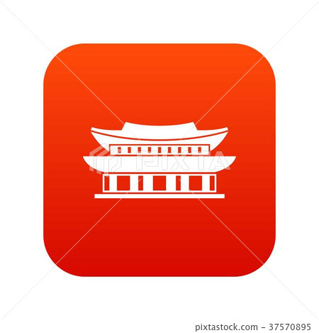 Gyeongbokgung palace, Seoul icon digital red Gyeongbokgung palace, Seoul icon digital red 37570895