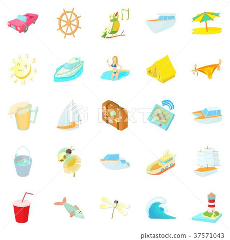 Sea trip icons set, cartoon style 37571043