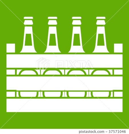 Beer wooden box icon green 37571046