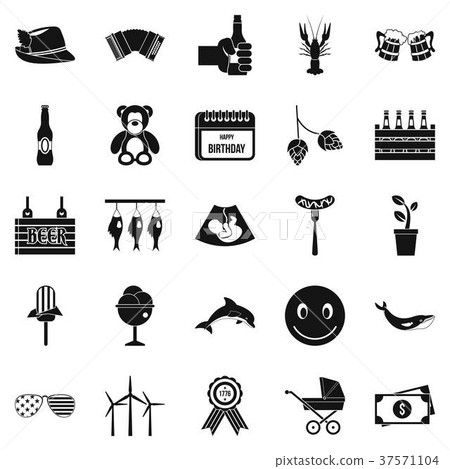 Refreshment icons set, simple style 37571104