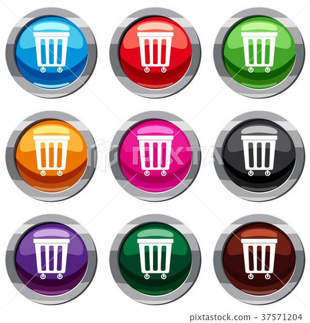 Outdoor plastic trash can set 9 collection Outdoor plastic trash can set 9 collection 37571204