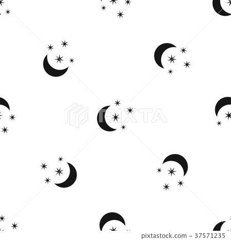 Moon and stars pattern seamless black - Stock Illustration [37571235 ...