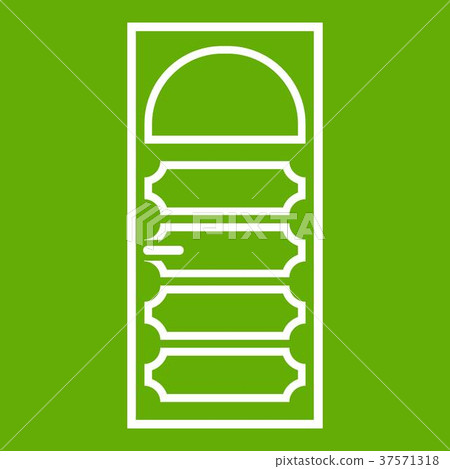Wooden door with an arched glass icon green Wooden door with an arched glass icon green 37571318