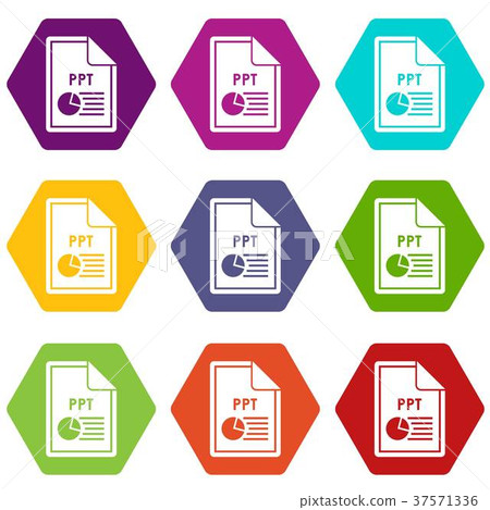 File PPT icon set color hexahedron - Stock Illustration [37571336] - PIXTA