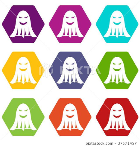 Ghost icon set color hexahedron 37571457