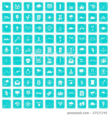 100 arrow icons set grunge blue 37571745