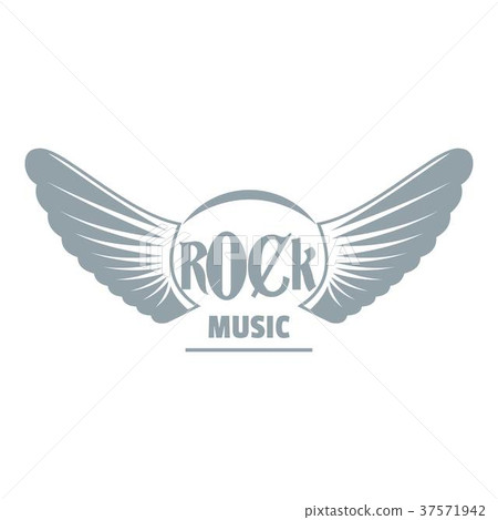 Rock music logo, simple gray style 37571942