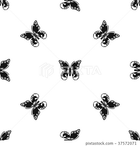 Butterfly pattern seamless black - Stock Illustration [37572071] - PIXTA
