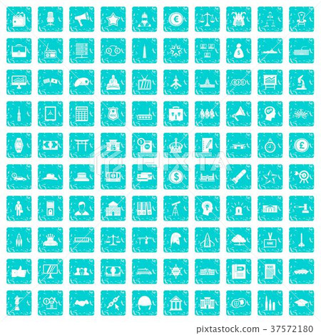 100 government icons set grunge blue 37572180