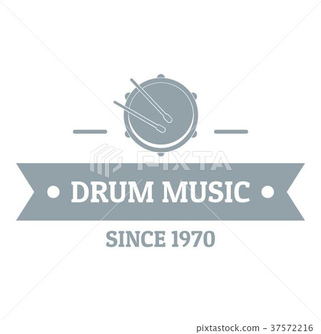 Drum music logo, simple gray style 37572216